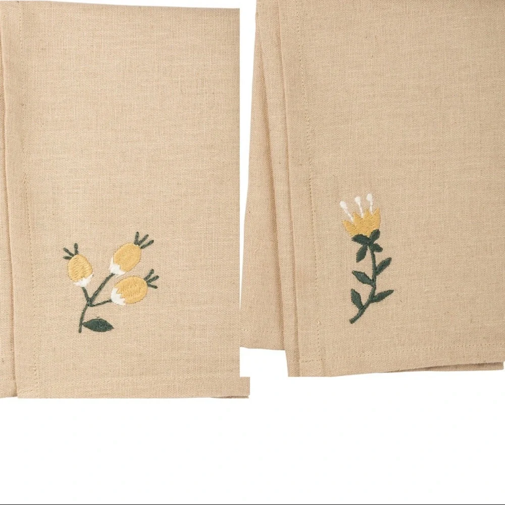 Four Fresh Linen Floral Dinner Napkins